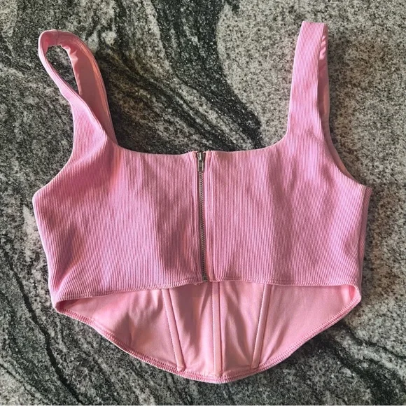 PRINCESS POLLY | Kaeshia Rib Bustier Bubblegum Pink Lower Impact Corset Top🩷 - Picture 5 of 12